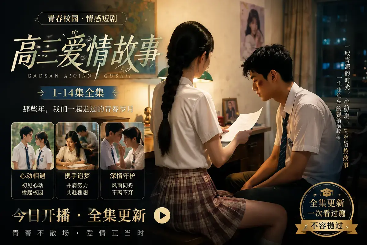 AI短剧,B中爱情故事,高三爱情故事,完整剧情梳理,结局彩蛋相关资源图片